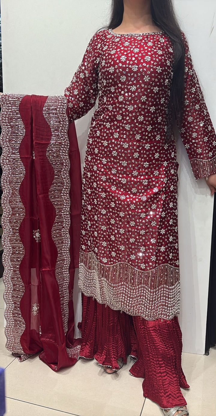390C - EMBROIDERED & EMBELLISHED SILK SUIT