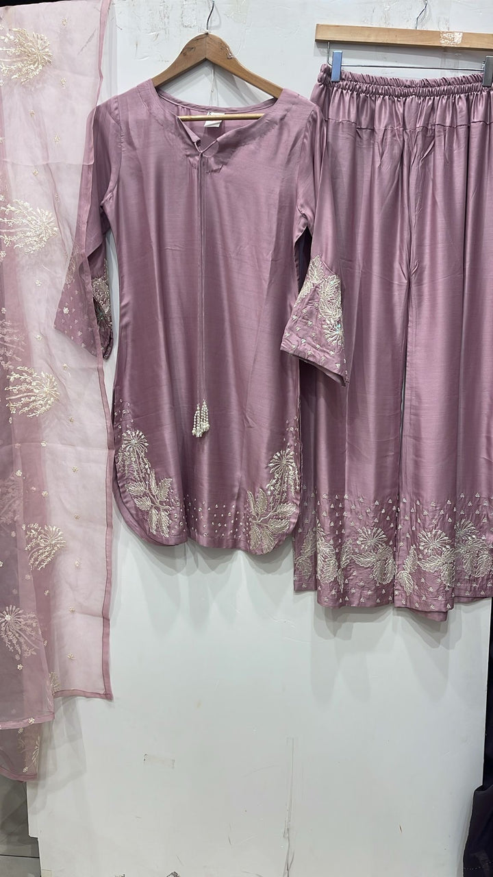 1179D - Lilac Embroidered Viscose 3 Piece suit