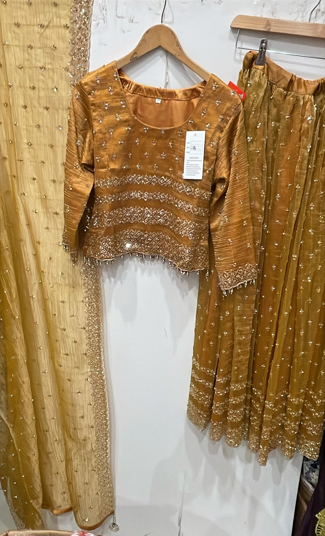 122A - FAWN EMBROIDERED & EMBELLISHED NET SUIT (Copy)