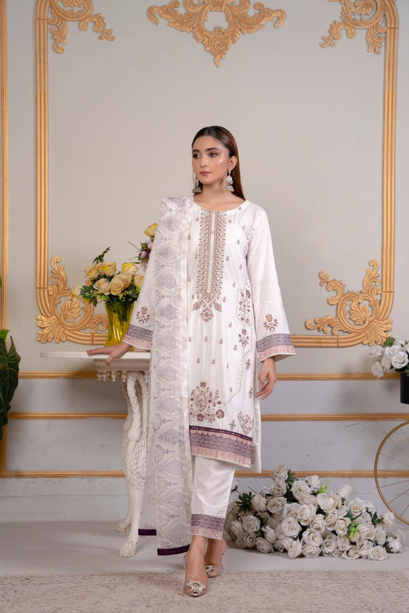 EMBROIDERED LINEN 3 PIECE SUIT 70A