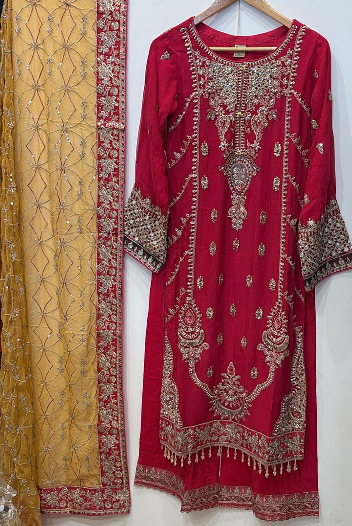 329A- Embroidered Chiffon 3 Piece Suit