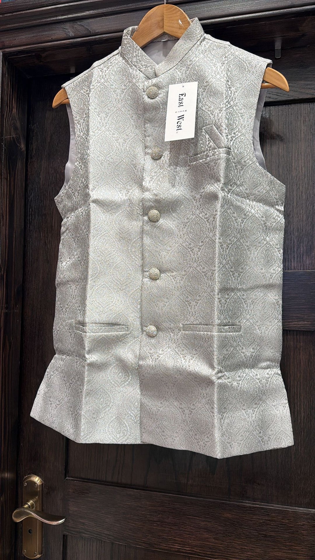 CW82B - Grey Jacquard Silk Men’s Waistcoat