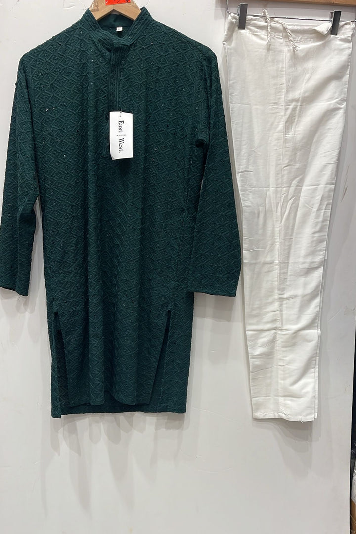 CMR22 BOYS GREEN CHIKANKARI 2PC SET