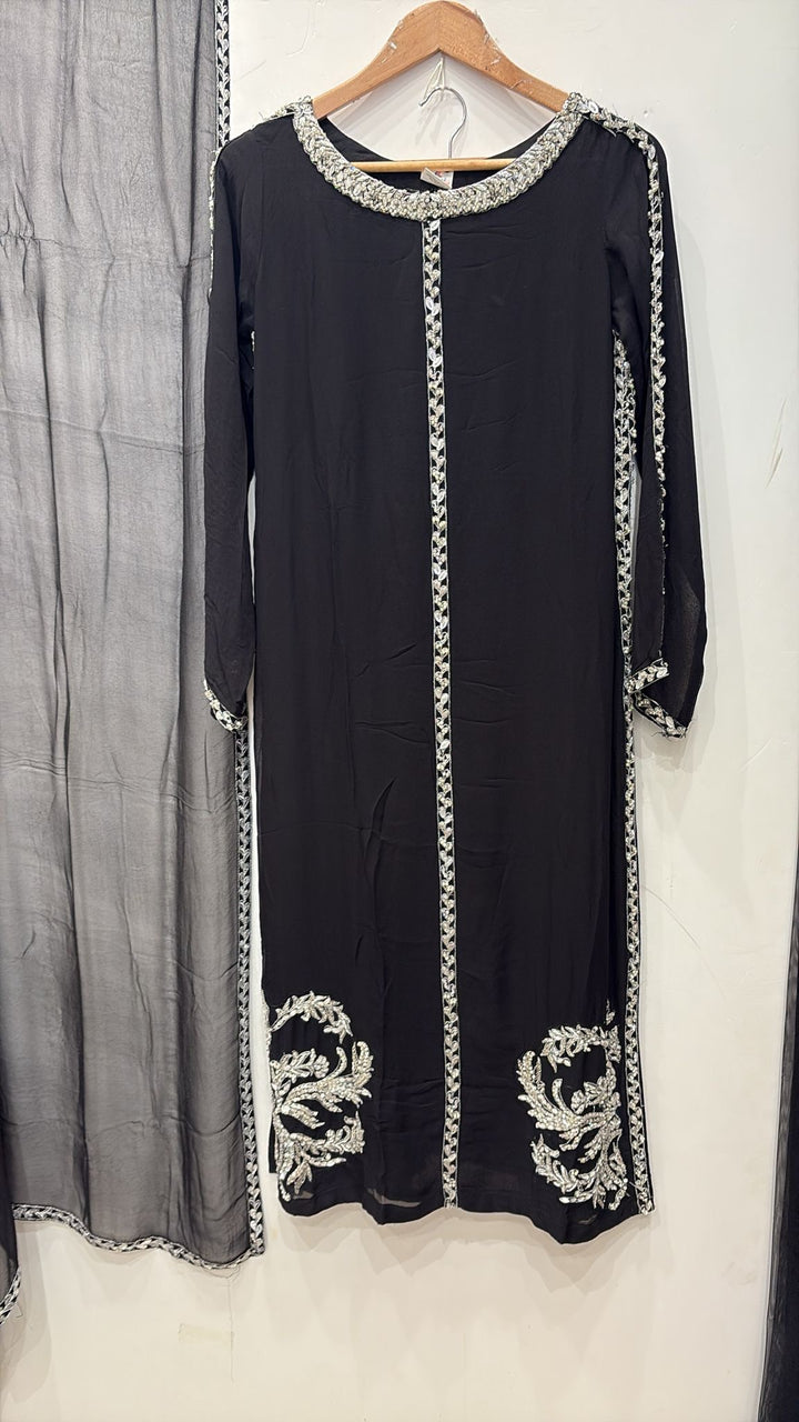 322A - BLACK CHIFFON EMBROIDERED ADDA WORK SUIT