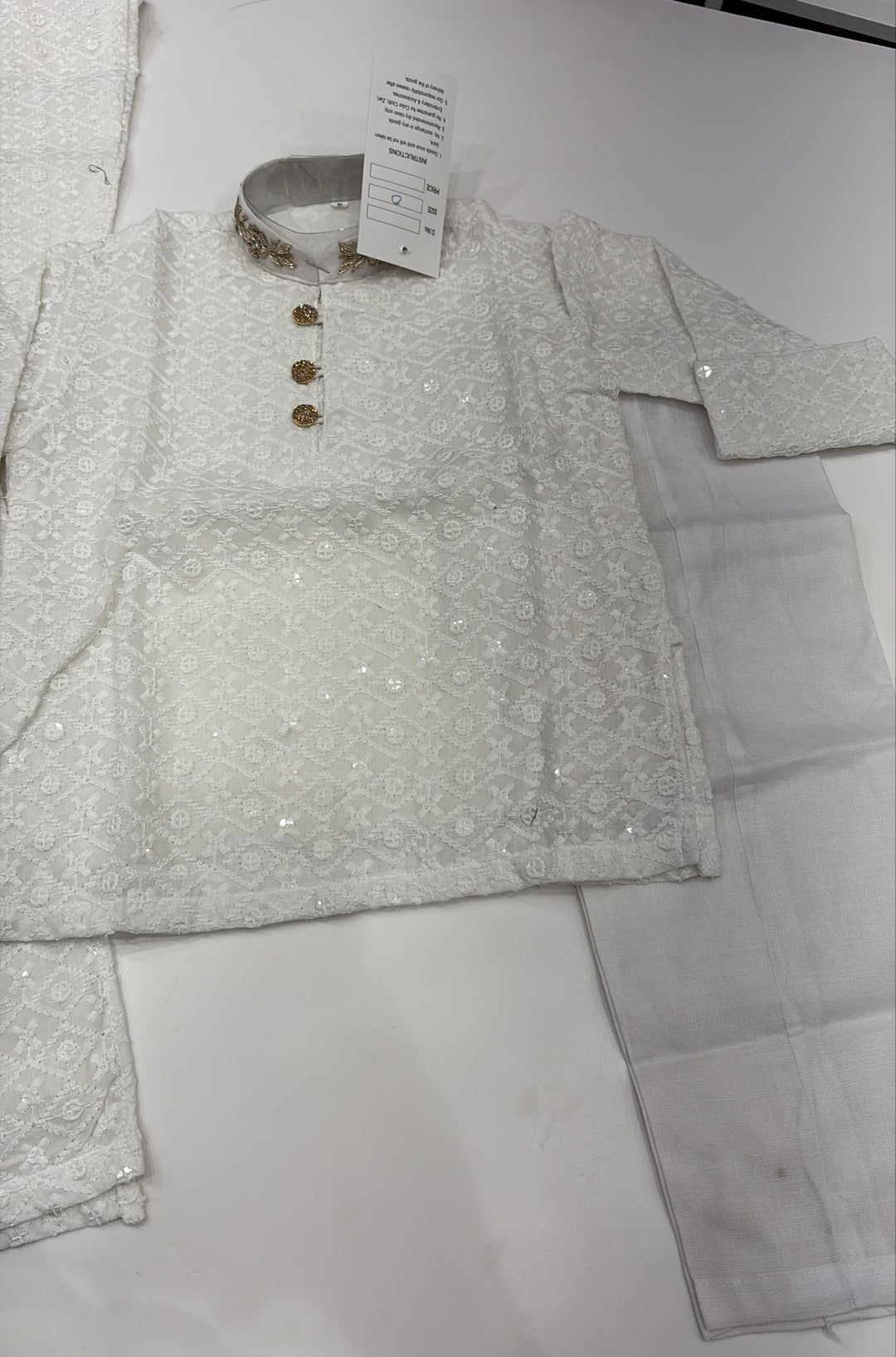 CK727 - White Chikankari Set for Boys and Men