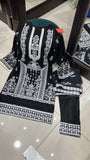 BLACK EMBROIDERED LINEN 3 PIECE SUIT 83D