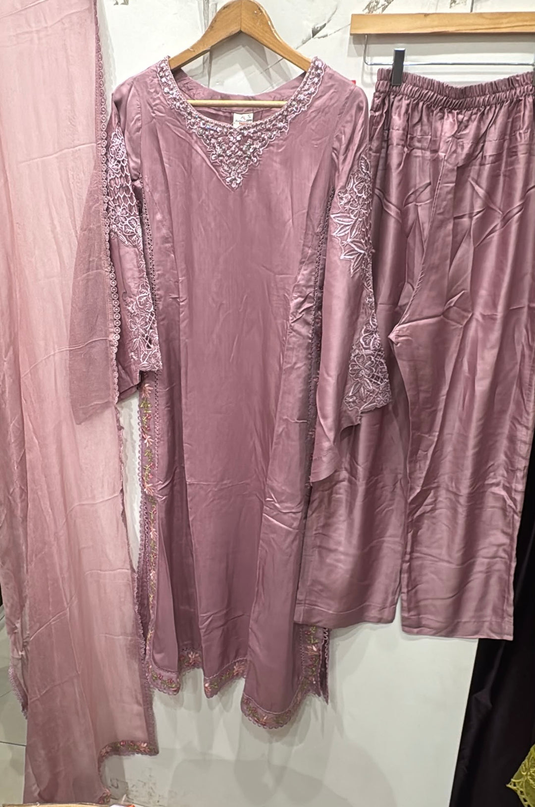1123C - Embroidered Viscose Pakistani Suit with Chiffon Dupatta - East meets west clothing 