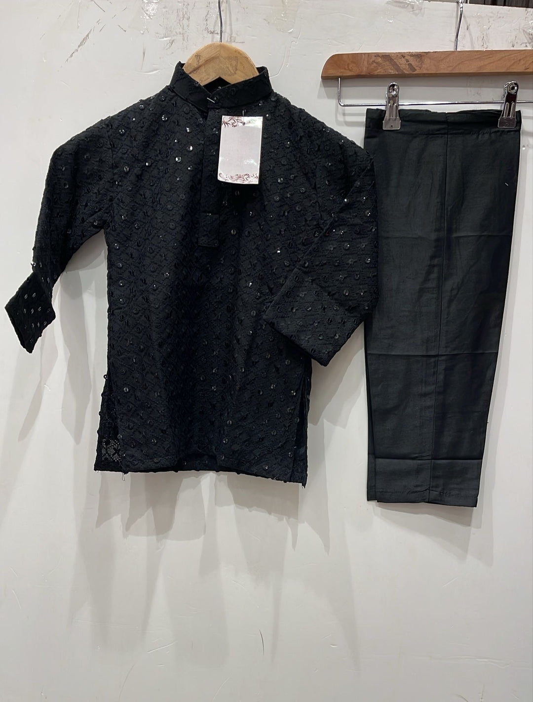 CK781C -  BOYS BLACK CHIKANKARI 2PC SET