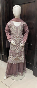 GIRLS EMBROIDERED SHARARA DRESS K644D