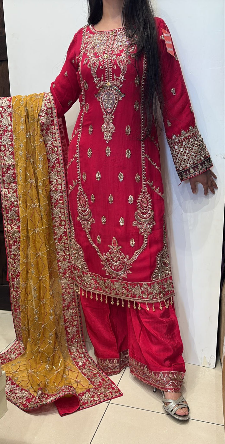 329A- Embroidered Chiffon 3 Piece Suit