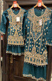 GIRLS EMBROIDERED SHARARA DRESS K645A