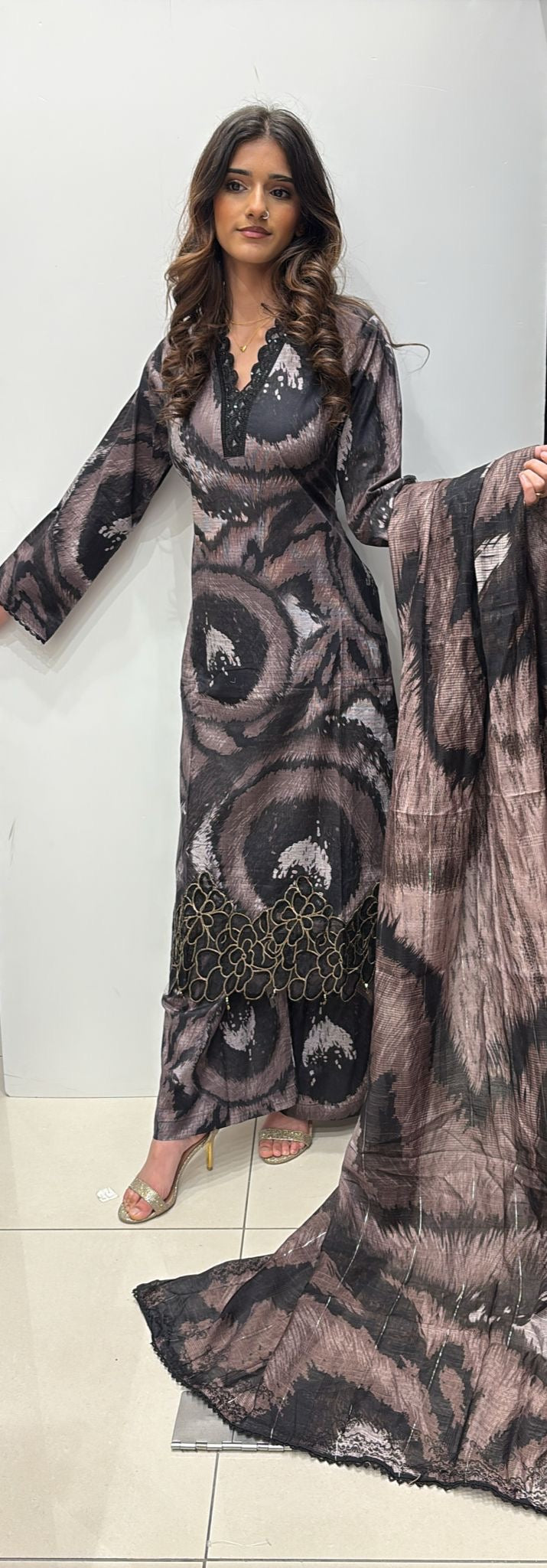 MP01 - Maria B inspired Embroidered Cotton 3pc suit