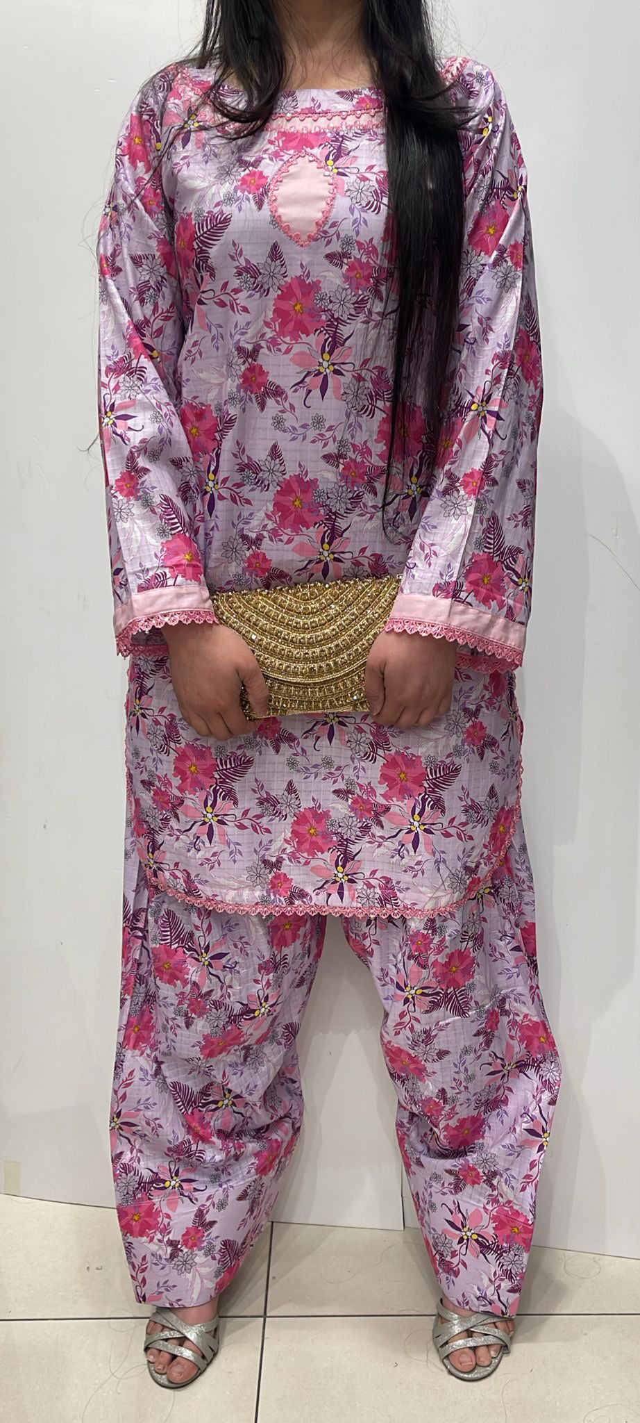 FTO7 - COTTON PRINT FARSHI SHALWAR 2 PIECE SUIT