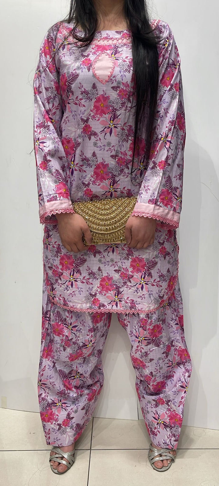 FTO7 - COTTON PRINT FARSHI SHALWAR 2 PIECE SUIT