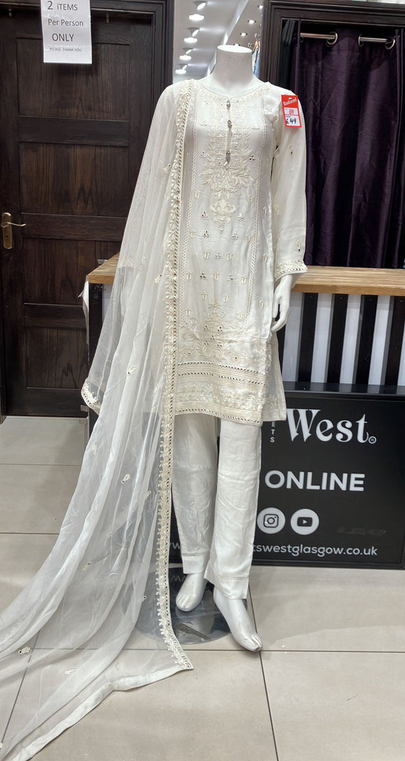 EMBROIDERED SILK 3 PIECE SUIT NA09