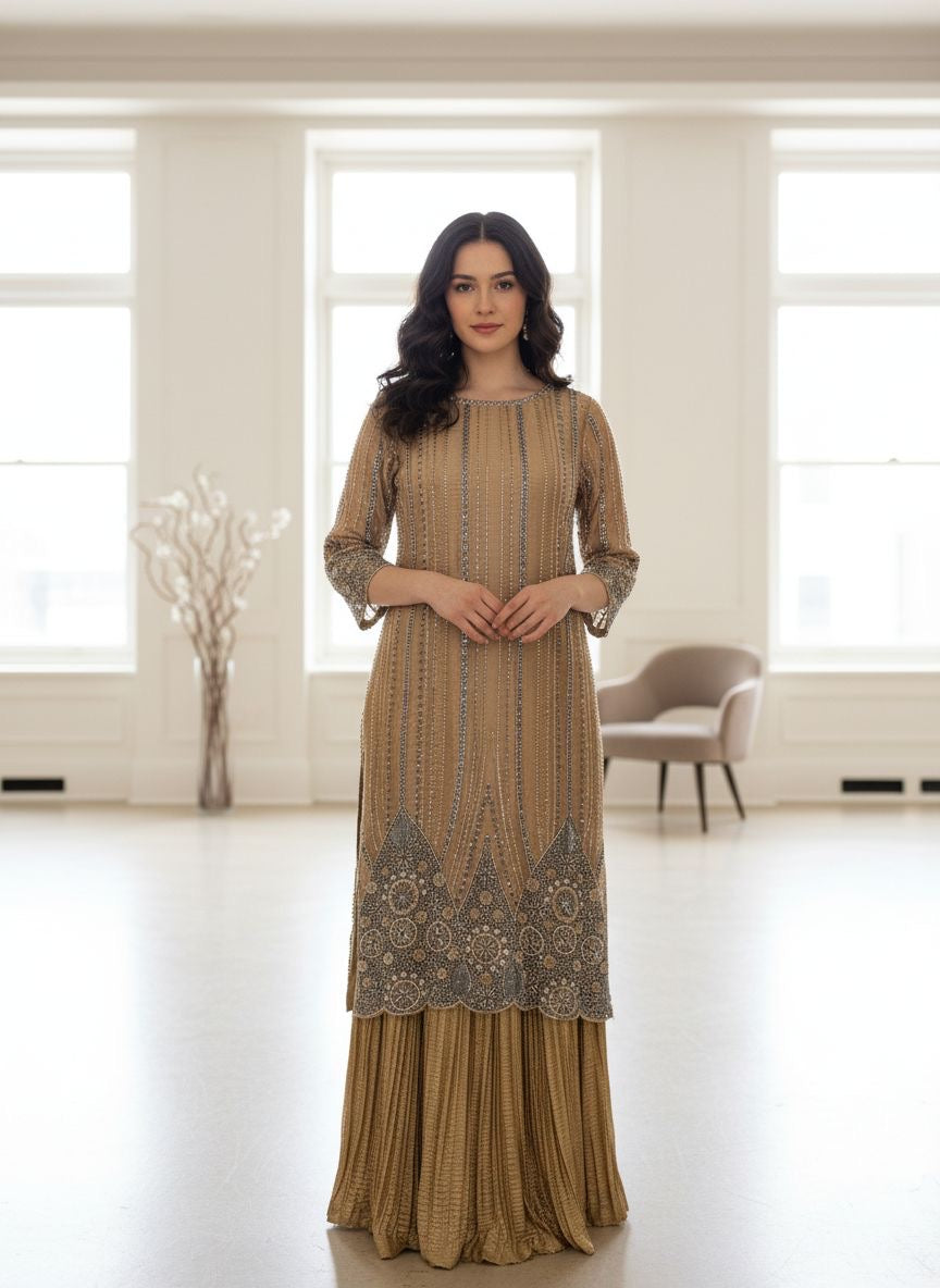 390P- EMBROIDERED & EMBELLISHED SILK SUIT