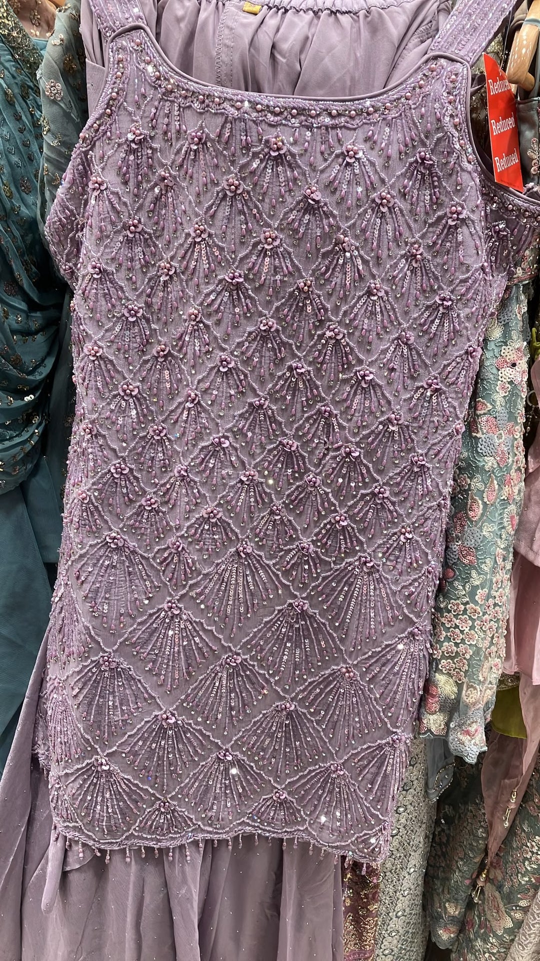 3114C - Girls’ Purple Embroidered Sharara dress with choker Dupatta