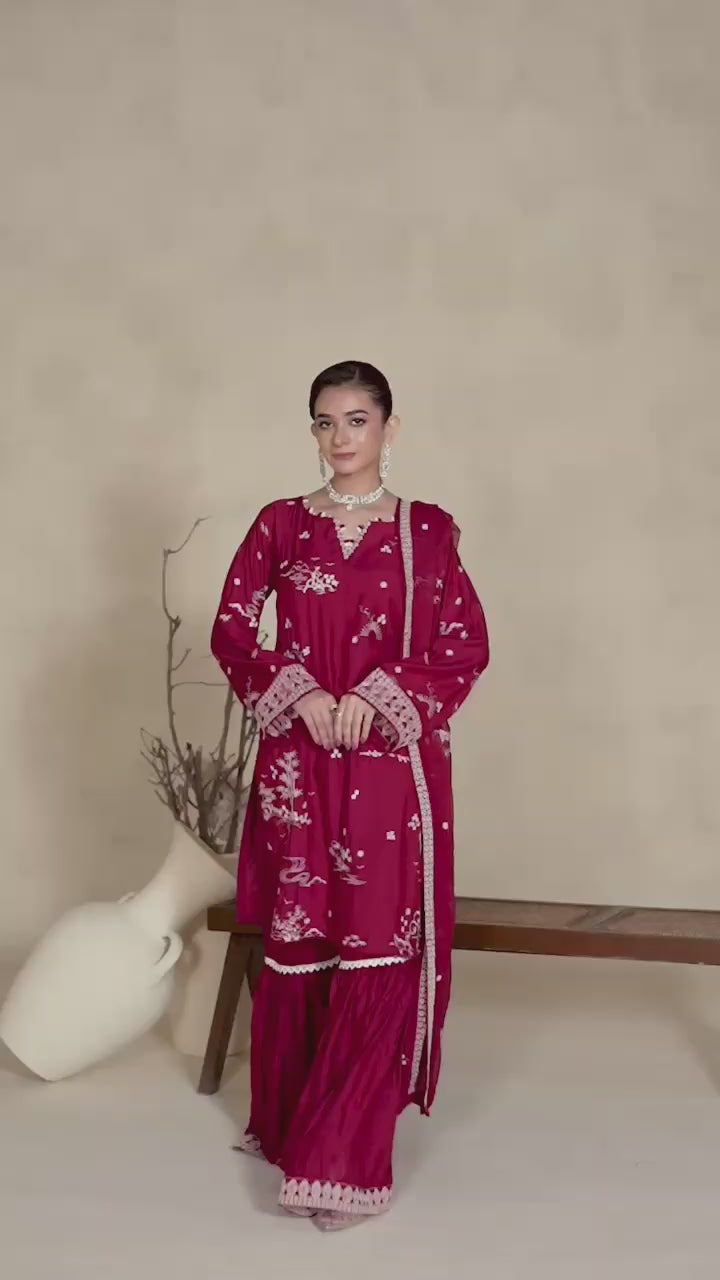 1122B - Red Embroidered Pakistani Suit – Regal Festive Edit