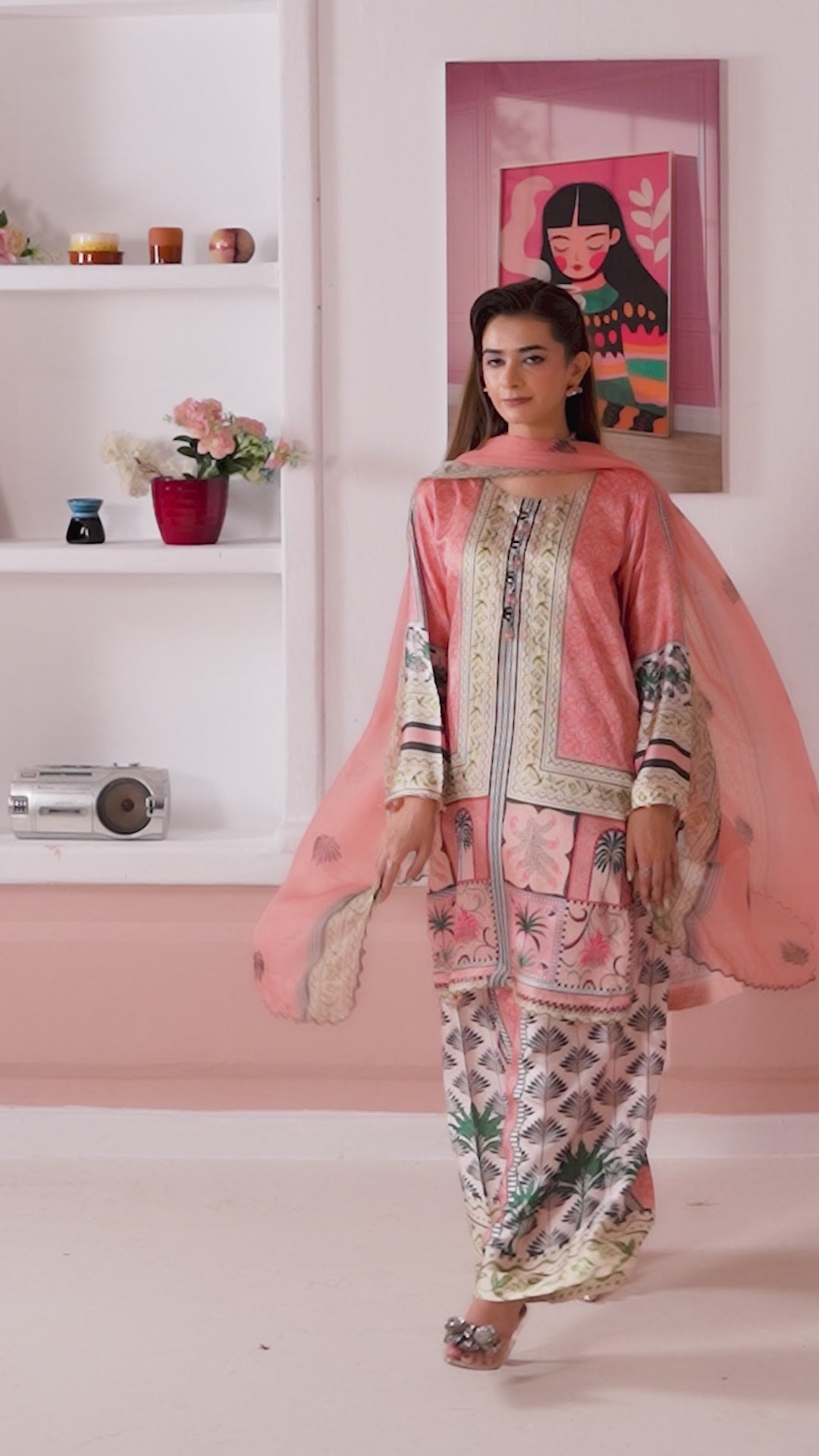 NSH01 - Elegant Silk 3-Piece co-ord Pakistani Suit