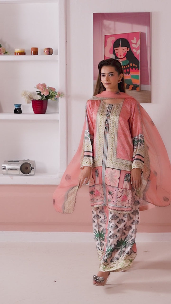 NSH01 - Elegant Silk 3-Piece co-ord Pakistani Suit