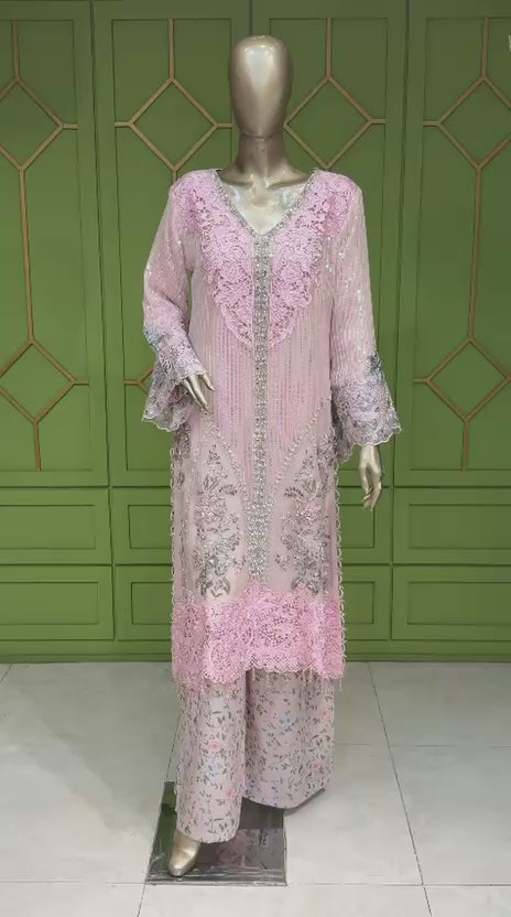 ZC2898A - Maria B Inspired Embroidered Chiffon 3-Piece Suit