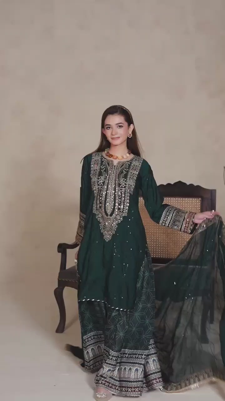 1121B - Green Embroidered Pakistani Suit – Regal Festive Edit