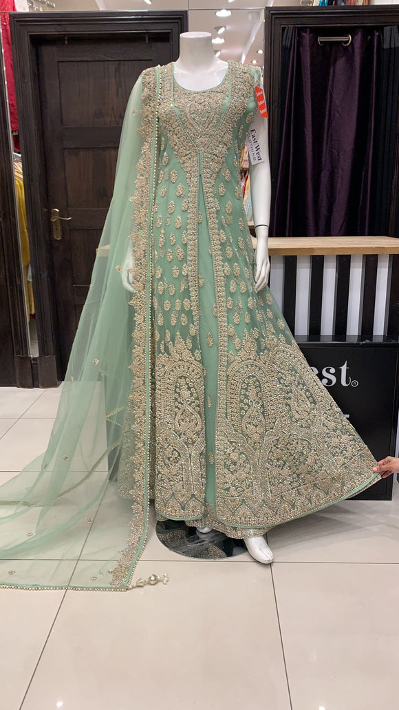 Heavy Embroidered & Embellished net long dress 132B