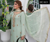 Pure chiffon 3pc suit hand Embroidered & Embellished ZC013