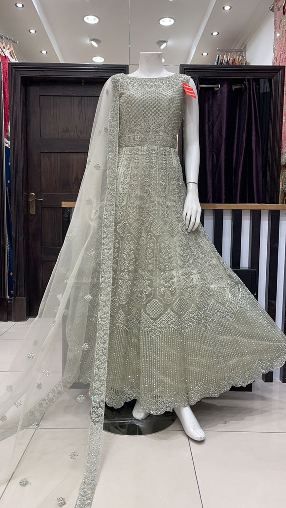 Embroidered & Embellished net long dress 137A