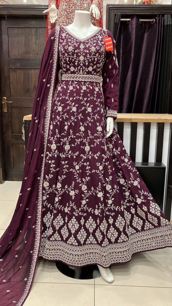Heavy Embroidered & Embellished long dress 2085E