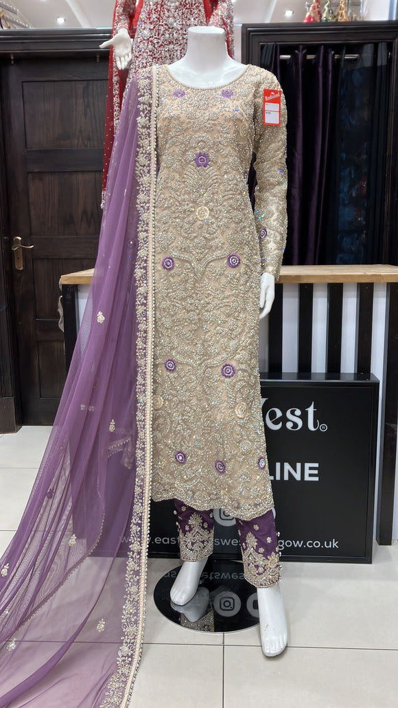 Heavy Embroidered & Embellished 3pc suit 152C