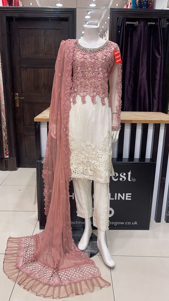 Pure chiffon 3D Embroidered and Embellished 3pc suit 339C