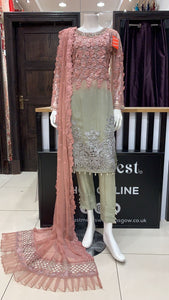 Pure chiffon 3D Embroidered & Embellished 3pc suit 339B