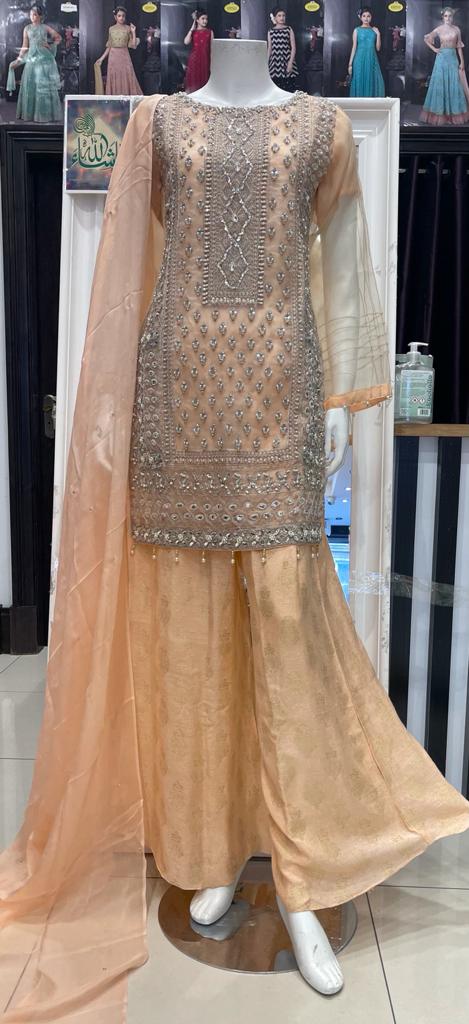 Embroidered & Embellished organza 3pc suit OR601