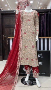 Heavy Embroidered & Embellished 3pc suit 152A