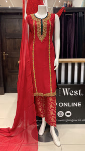 Embroidered & Embellished chiffon 3pc suit 403A