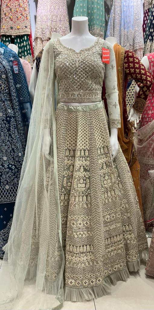 Light green Heavy Embroidered & Embellished net Lenhga choli 1175A