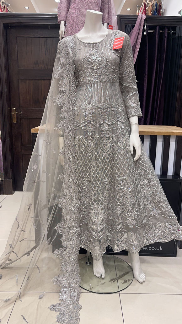 Embroidered & Embellished organza 3pc suit 365C