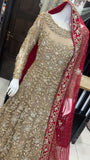 Heavily Hand Embroidered and Embellished Bridal dress with long back trail MTO B0016