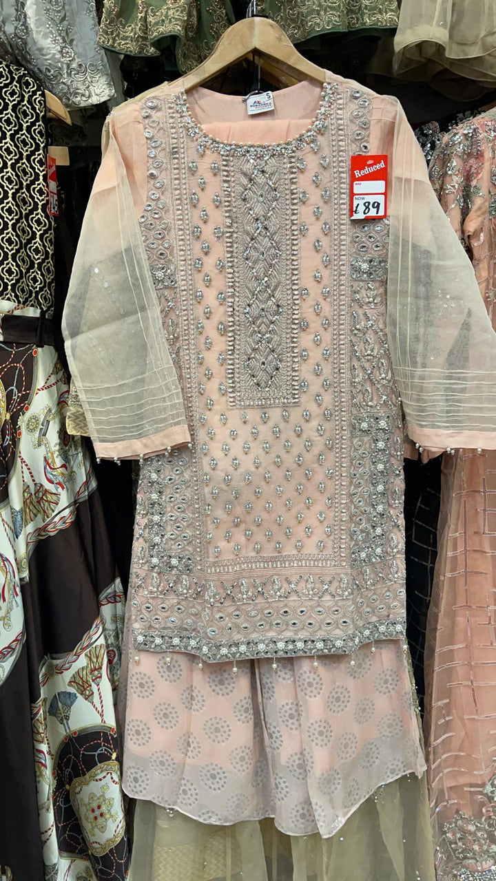 Embroidered & Embellished organza 3pc suit OR601
