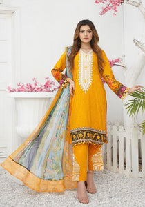 Embroidered & Embellished linen 3pc suit U-1317