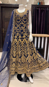 Embroidered & Embellished net long dress 108b