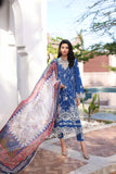 NOOR LUXURY CHIKAN KARI UNSTITCHED NLCL23-Blue-10-B