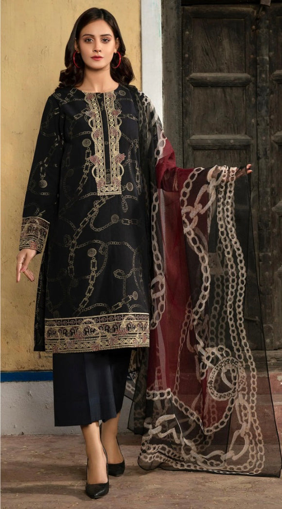 Embroidered Digital Lawn Fancy duppatta 3 piece suit 91A
