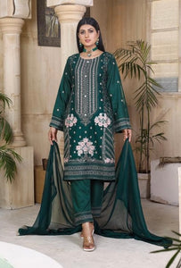Green Embroidered Linen 3 piece suit 51B