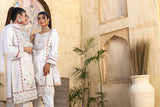 White Embroidered Linen 3 piece suit 51C